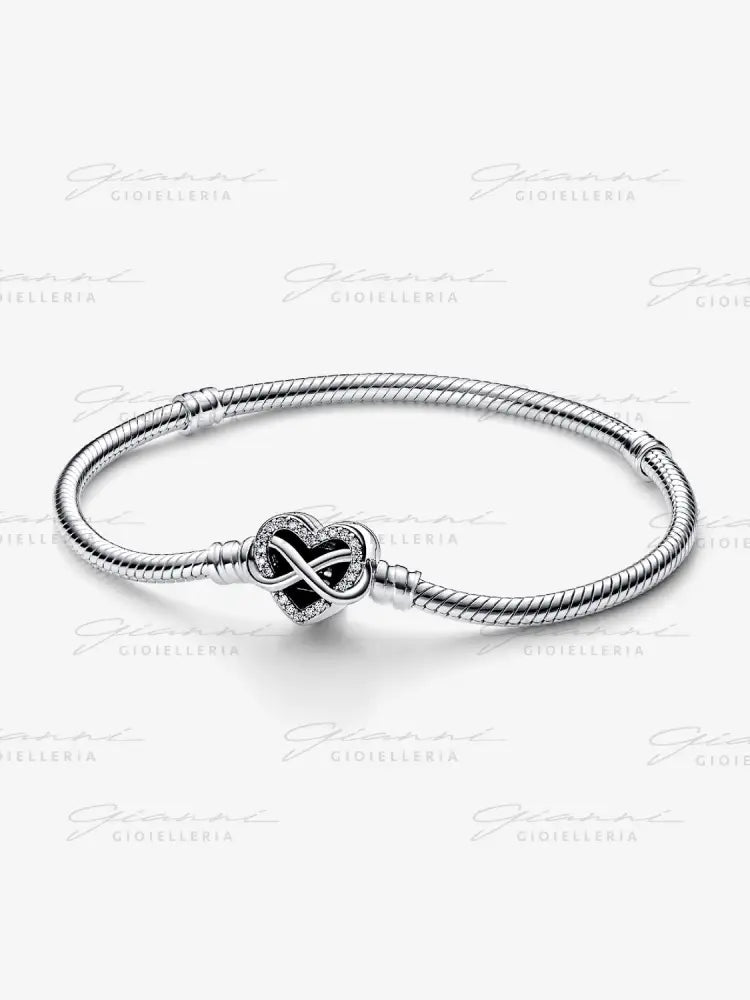 Bracciale Pandora - Moments con maglia snake e chiusura a cuore con infinito scintillante in Argento Bracciali