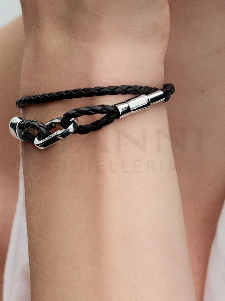 Bracciale Pandora - Moments in Pelle Marrone Doppio con Chiusura a Moschettone Regolabile 38 cm Bracciali