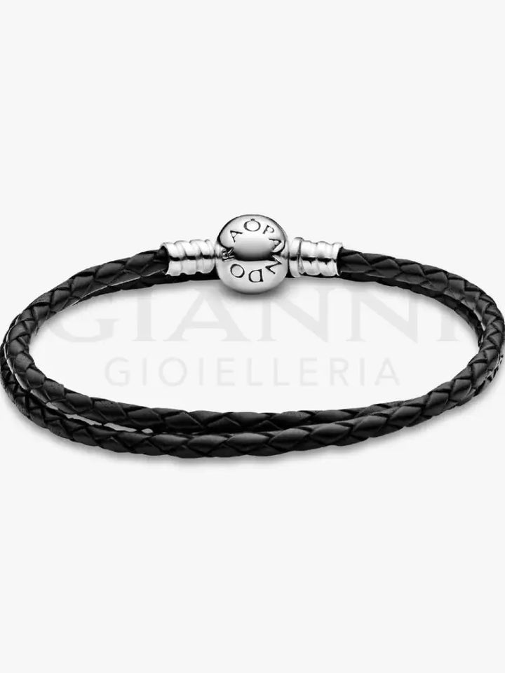 Bracciale Pandora - Moments in Pelle Nero Doppio Bracciali