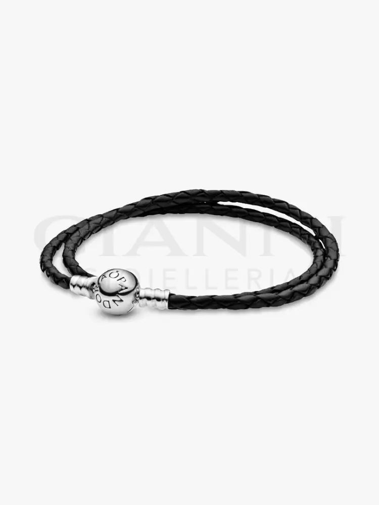 Bracciale Pandora - Moments in Pelle Nero Doppio Bracciali