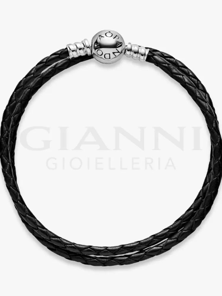 Bracciale Pandora - Moments in Pelle Nero Doppio Bracciali