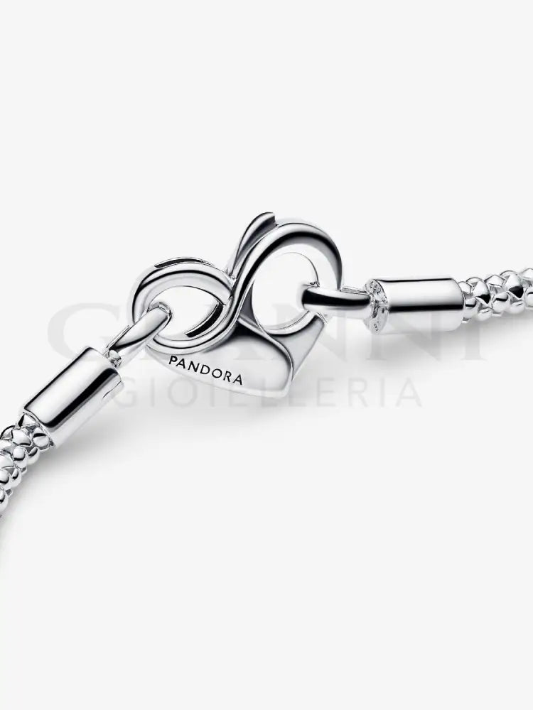 Bracciale Pandora - Moments Maglia Geometrica con Chiusura a Cuore in Argento Bracciali