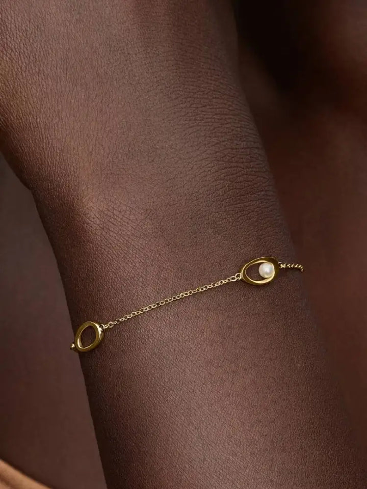 Bracciale Pandora - Ovali Linea Sinuosa e Perla D’Acqua Dolce Coltivata - Bracciali