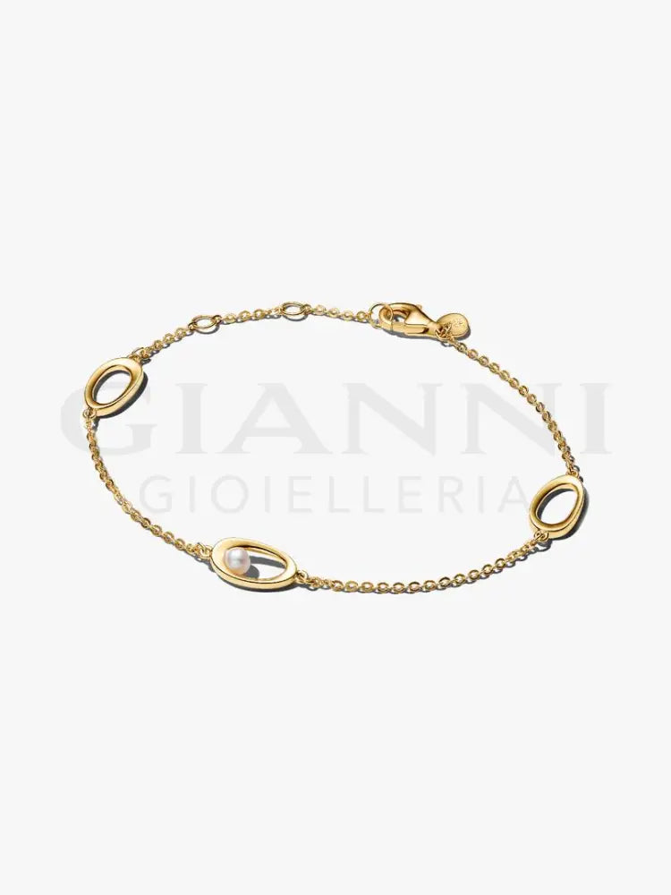 Bracciale Pandora - Ovali Linea Sinuosa e Perla D’Acqua Dolce Coltivata - Bracciali