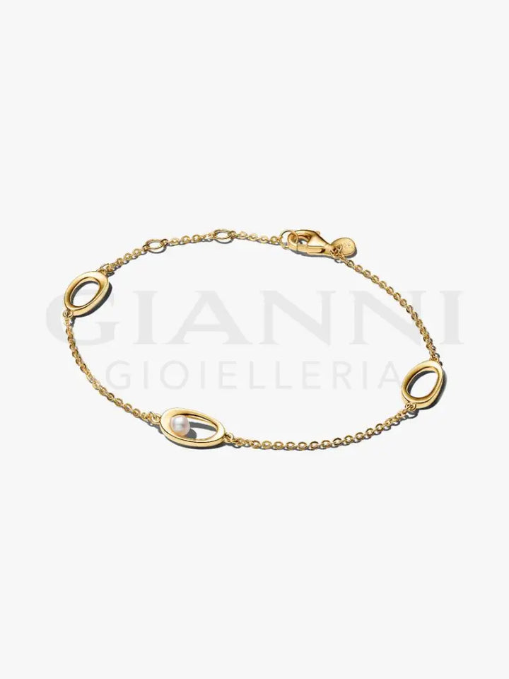 Bracciale Pandora - Ovali Linea Sinuosa e Perla D’Acqua Dolce Coltivata - Bracciali