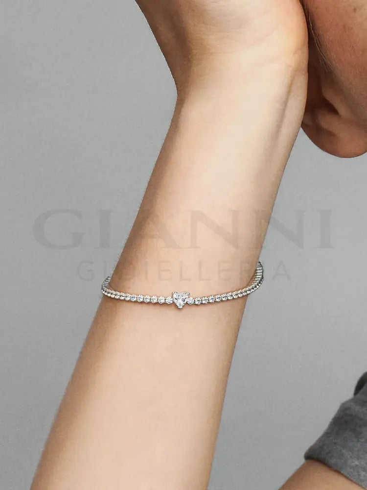 Bracciale Pandora - Tennis con Cuore in rilievo Bracciali