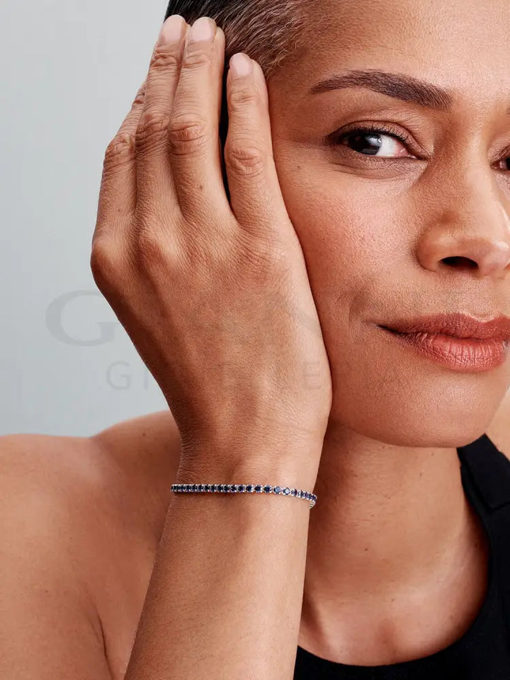 Bracciale Pandora - Tennis con Pietre Blu in Argento Bracciali