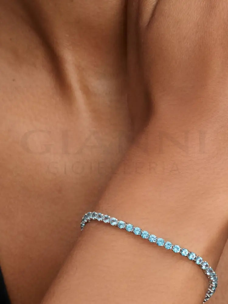 Bracciale Pandora - Tennis Cristalli Azzurri in Argento Bracciali
