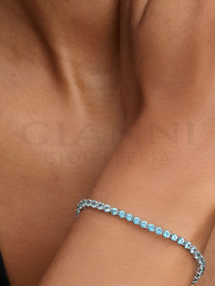 Bracciale Pandora - Tennis Cristalli Azzurri in Argento Bracciali