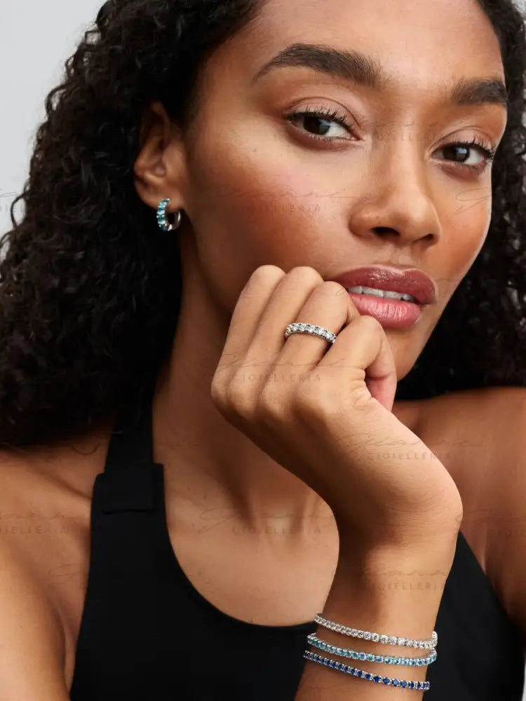 Bracciale Pandora - Tennis Cristalli Azzurri in Argento Bracciali