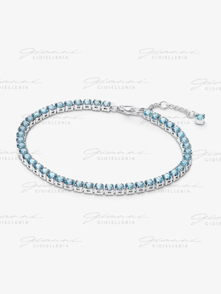 Bracciale Pandora - Tennis Cristalli Azzurri in Argento Bracciali