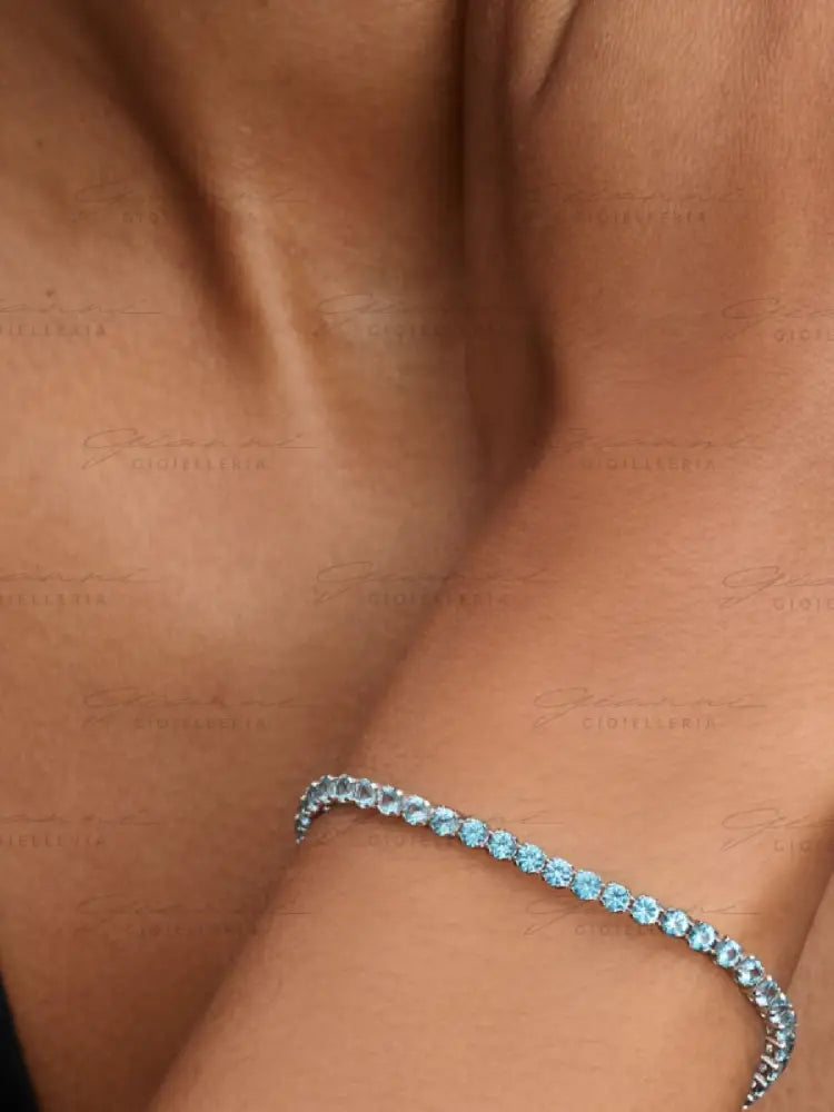 Bracciale Pandora - Tennis Cristalli Azzurri in Argento Bracciali
