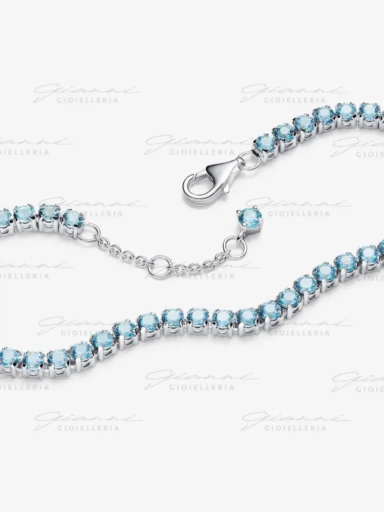 Bracciale Pandora - Tennis Cristalli Azzurri in Argento Bracciali