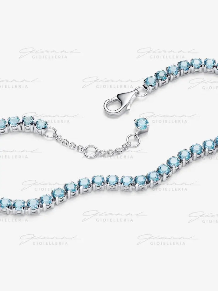 Bracciale Pandora - Tennis Cristalli Azzurri in Argento Bracciali