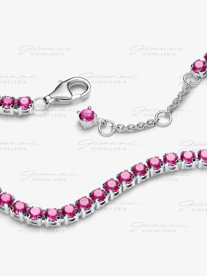 Bracciale Pandora - Tennis Cristalli Rosa Scuro in Argento Bracciali
