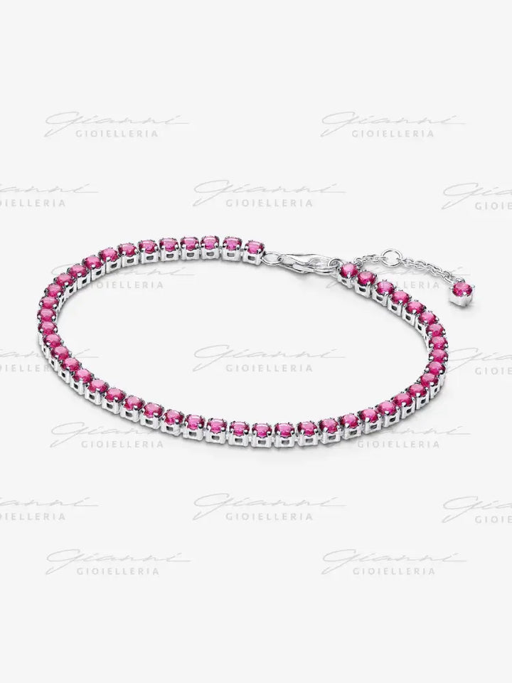 Bracciale Pandora - Tennis Cristalli Rosa Scuro in Argento Bracciali
