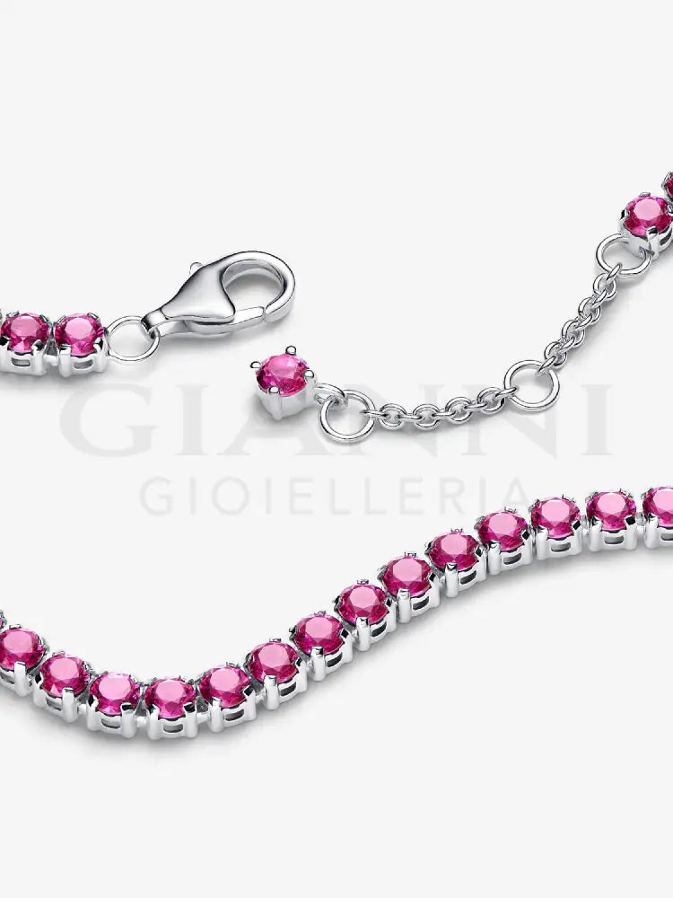 Bracciale Pandora - Tennis Cristalli Rosa Scuro in Argento Bracciali