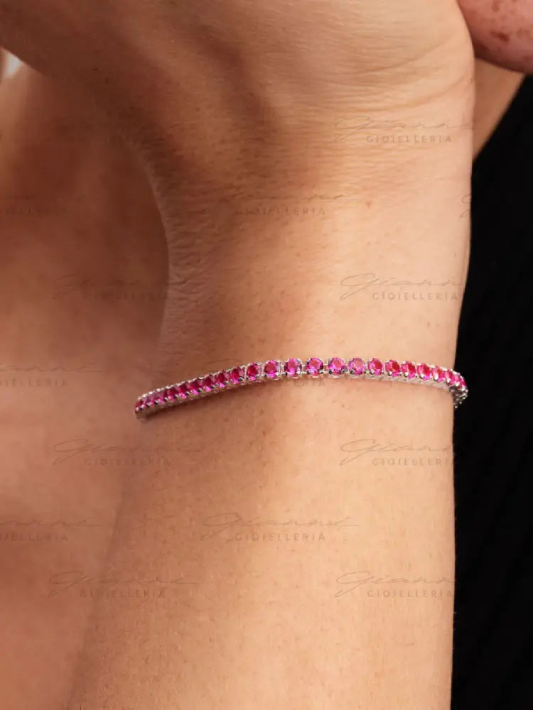 Bracciale Pandora - Tennis Cristalli Rosa Scuro in Argento Bracciali