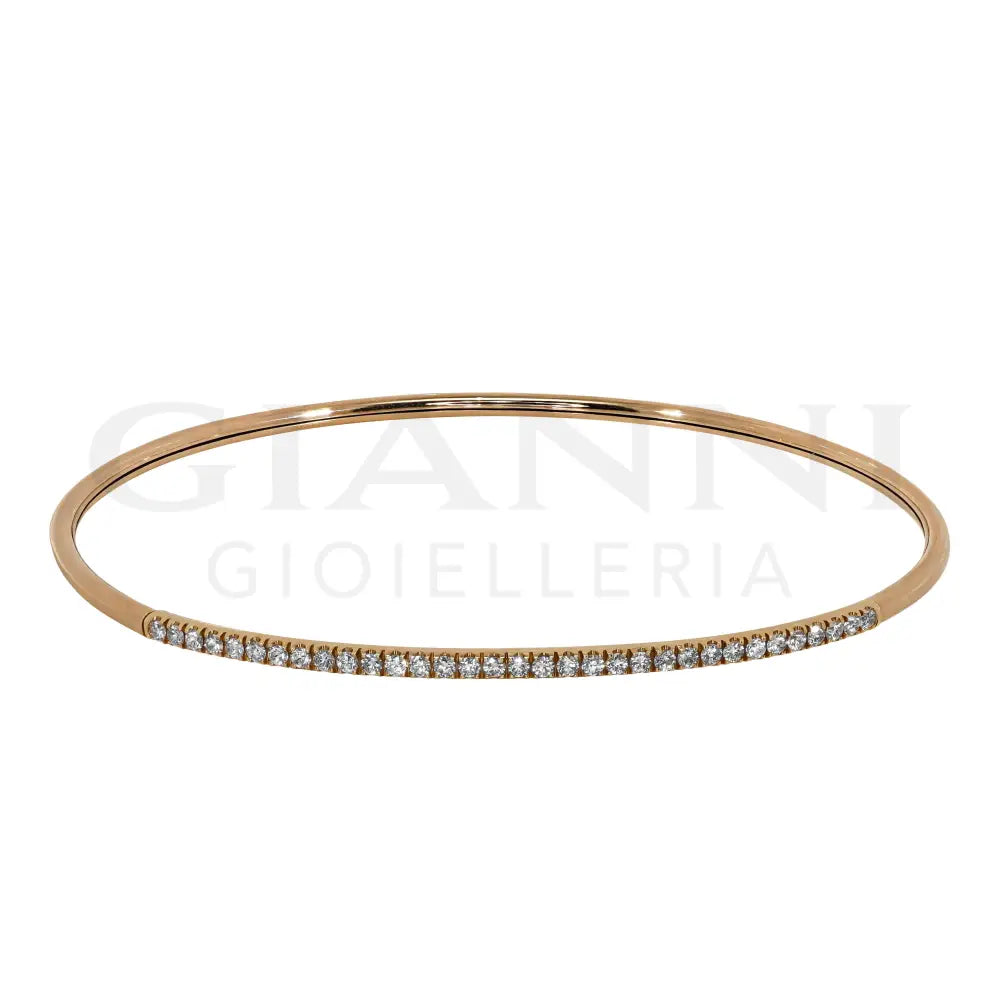 Bracciale Rigido Crivelli - Tennis a Canna Liscia con Diamanti in Oro Rosa - Bracciali