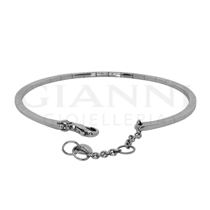 Bracciale Rigido Crivelli - Tennis Flessibile con Diamanti in Oro Bianco - Bracciali