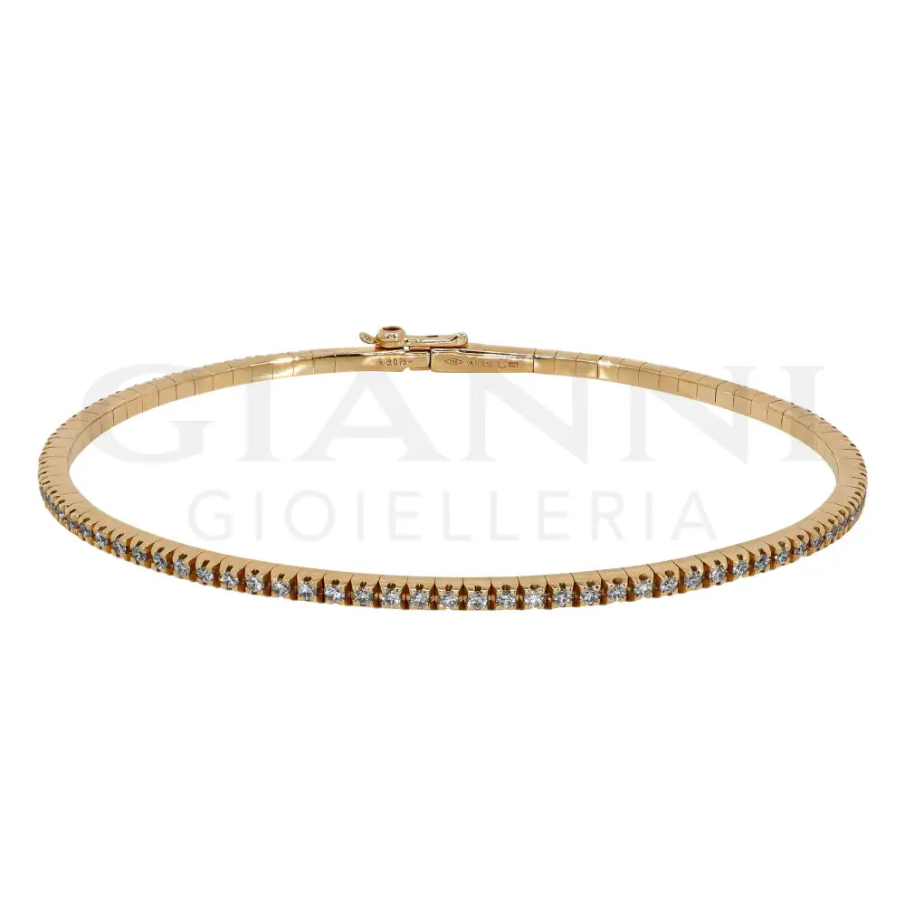 Bracciale Rigido Crivelli - Tennis Flessibile con Diamanti in Oro Rosa - Bracciali