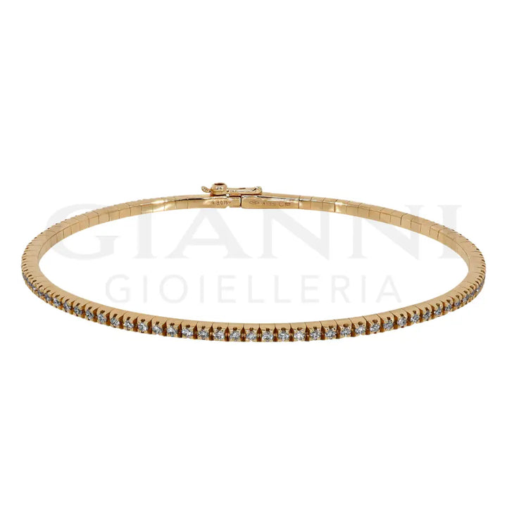 Bracciale Rigido Crivelli - Tennis Flessibile con Diamanti in Oro Rosa - Bracciali