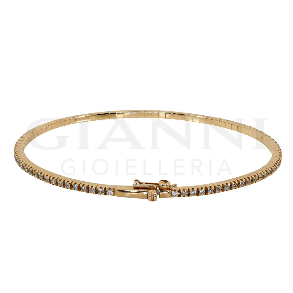 Bracciale Rigido Crivelli - Tennis Flessibile con Diamanti in Oro Rosa - Bracciali