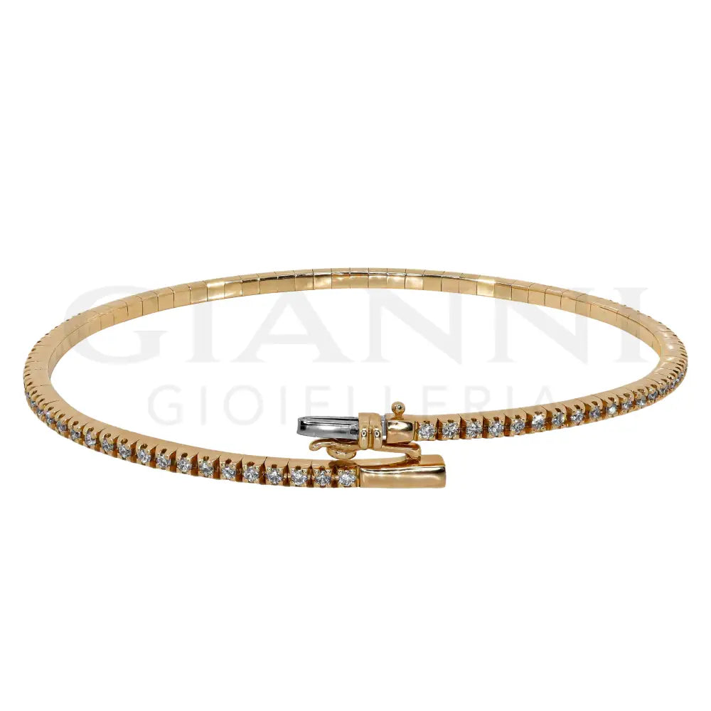 Bracciale Rigido Crivelli - Tennis Flessibile con Diamanti in Oro Rosa - Bracciali