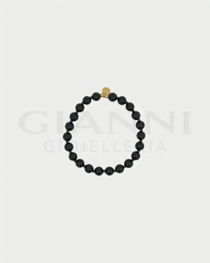 Bracciale Rue Des Mille - base agata nera e zirconi milky - Bracciali