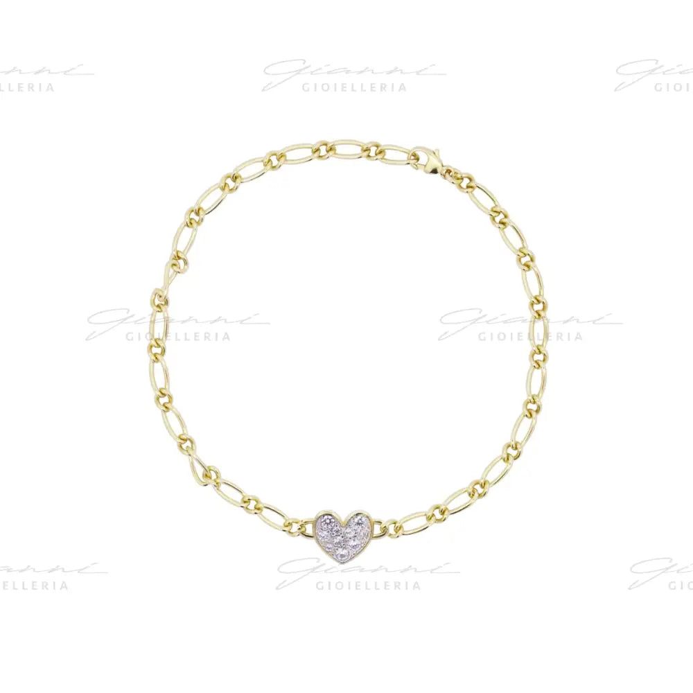 Bracciale Rue Des Mille - Catena Cheval Cuore Small Pavè Shapes Oro Giallo Bracciali