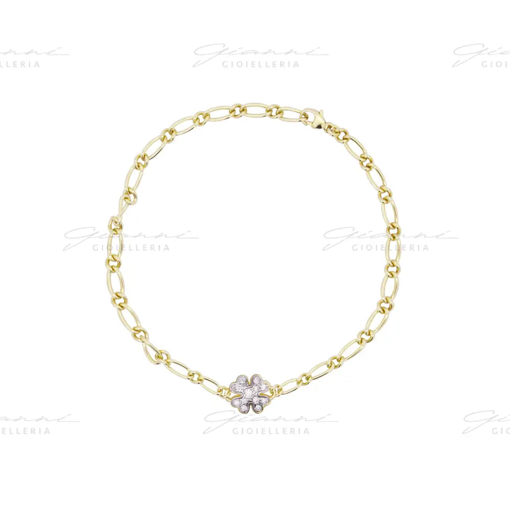 Bracciale Rue Des Mille - Catena Cheval Quadrifoglio Small Pavè Shapes Oro Giallo Bracciali