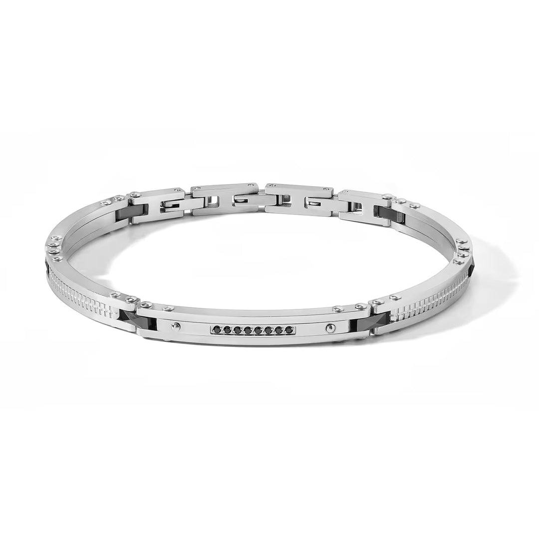 Bracciale Comete - Acciaio, Ceramica e Zirconi Neri.