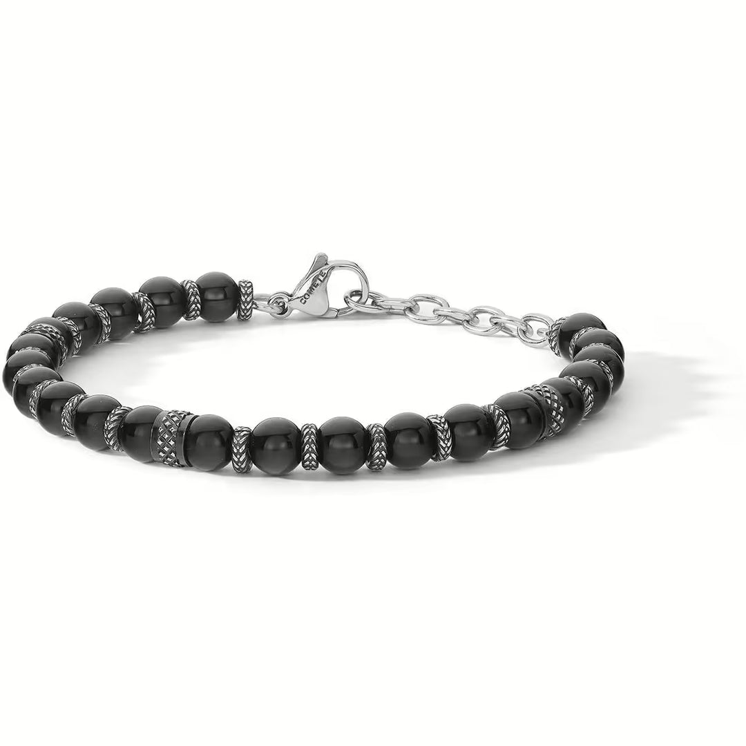 Bracciale Comete - Acciaio Pvd Gun Metal e Onice Nero