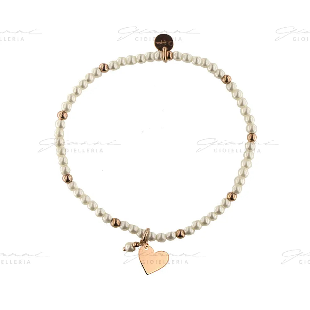 Braccialetto Rue Des Mille - Elastico Con Perle E Palline Cuore Bracciali