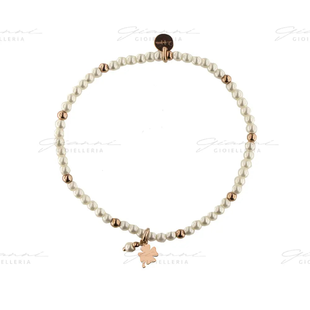 Braccialetto Rue Des Mille - Elastico Con Perle E Palline Quadrifoglio Bracciali