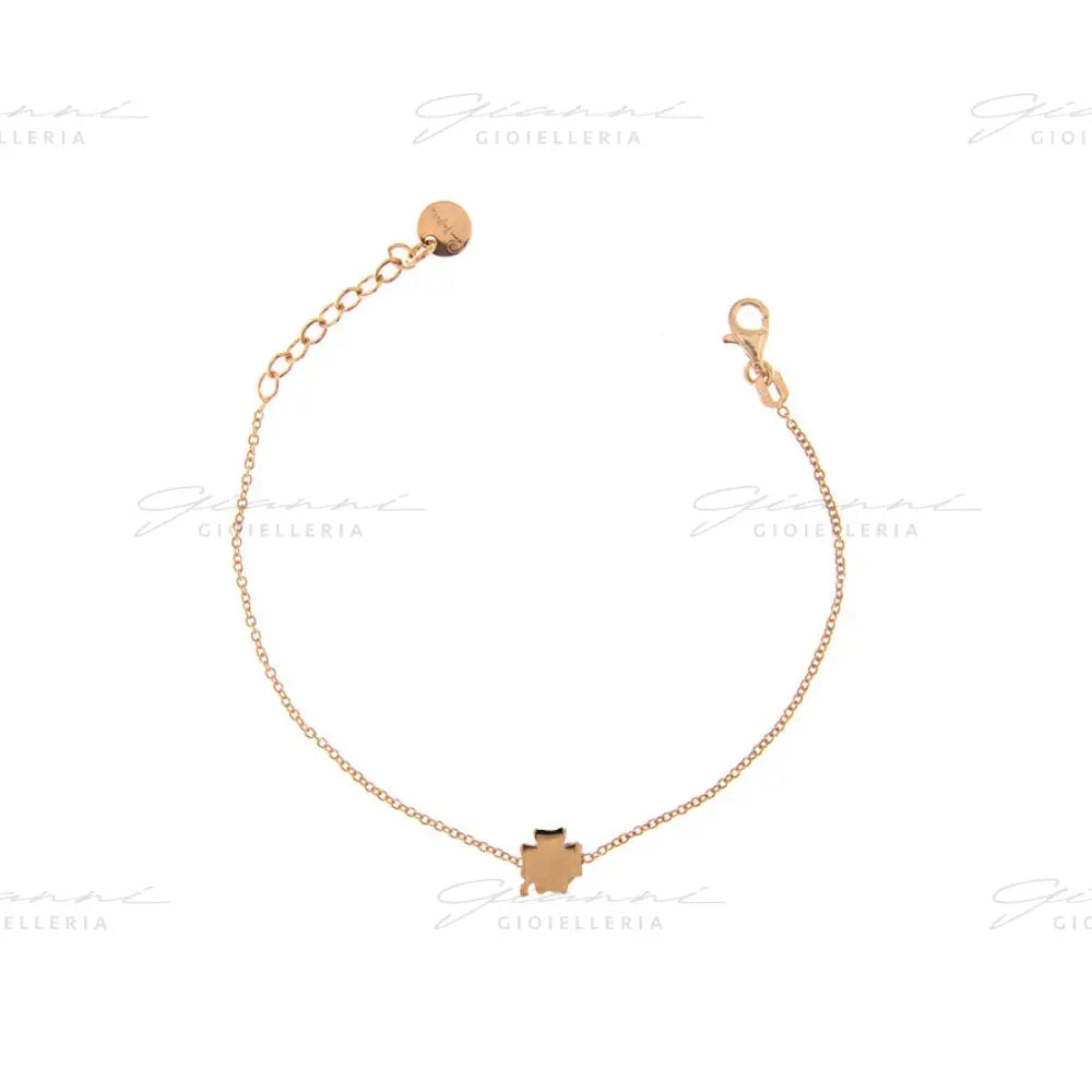 Braccialetto Rue Des Mille - Soggetto Centrale Bombato Quadrifoglio Oro Rosa Bracciali
