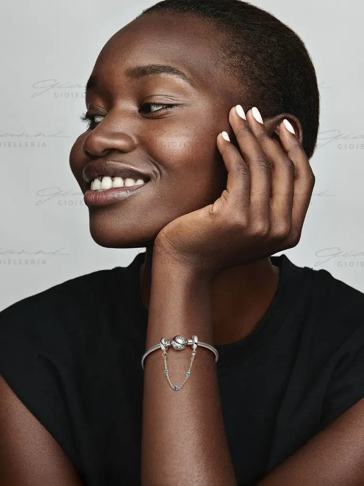 Catena di Sicurezza Pandora - Pietre Blu Charm