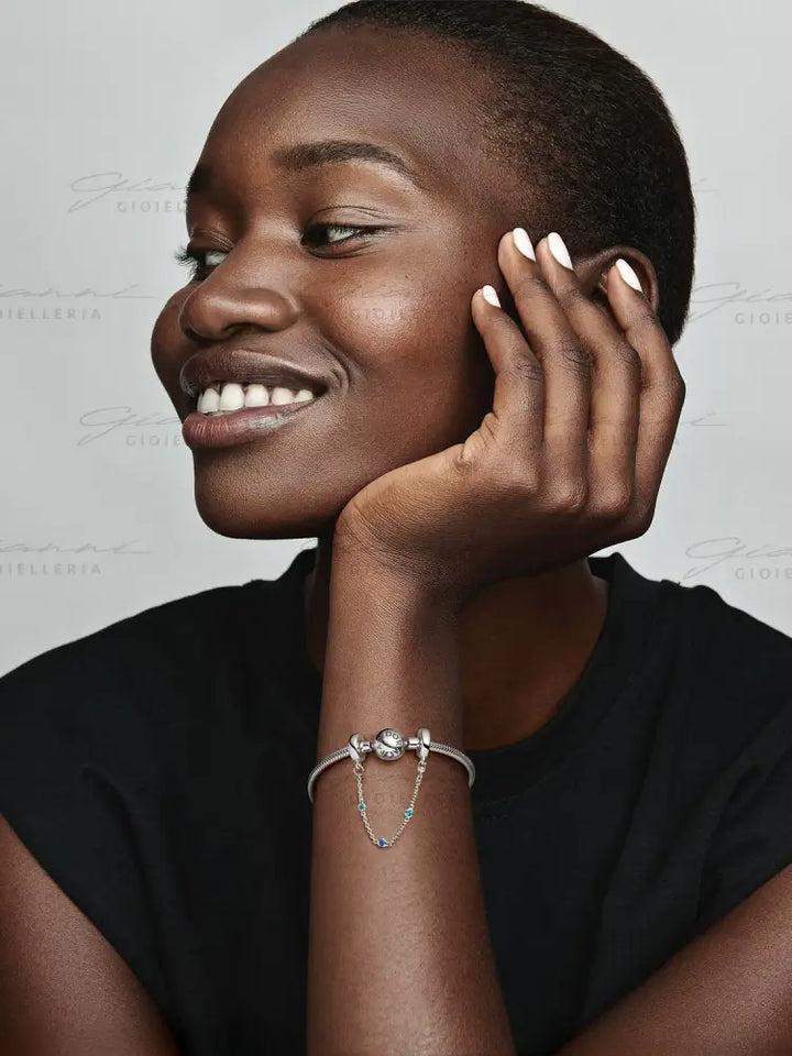 Catena di Sicurezza Pandora - Pietre Blu Charm