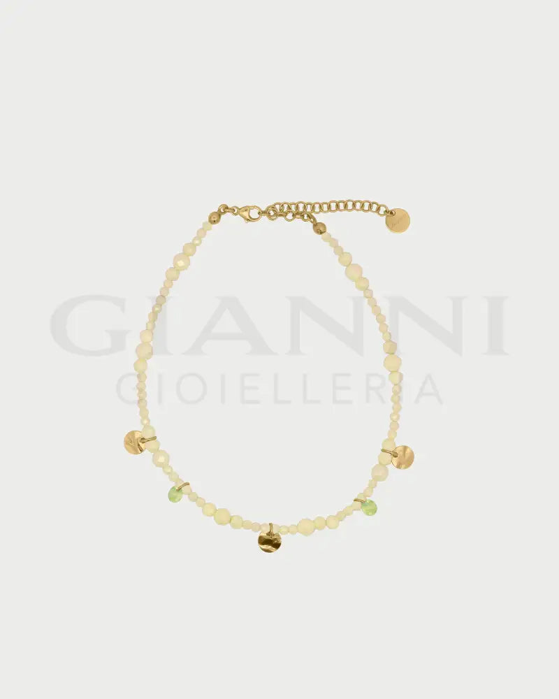 Cavigliera Zirconi Milky Pendenti Lime