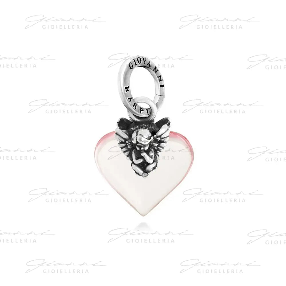 Charm Giovanni Raspini - Cuore Angelo Rosa Charm