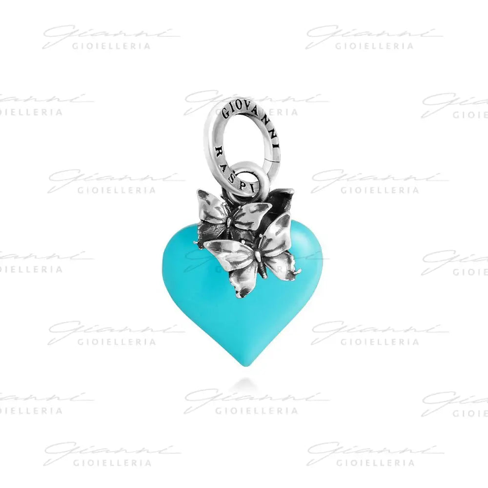 Charm Giovanni Raspini - Cuore Farfalle Azzurro Charm
