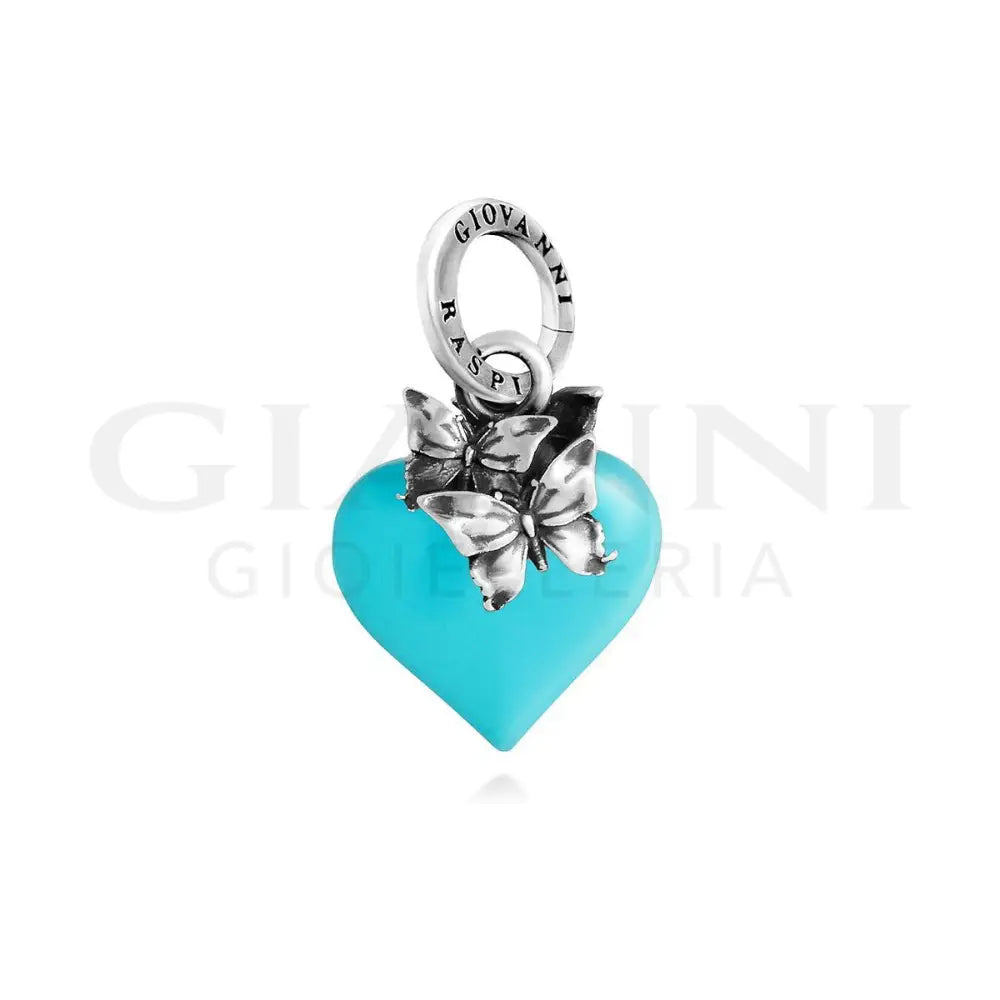 Charm Giovanni Raspini - Cuore Farfalle Azzurro Charm