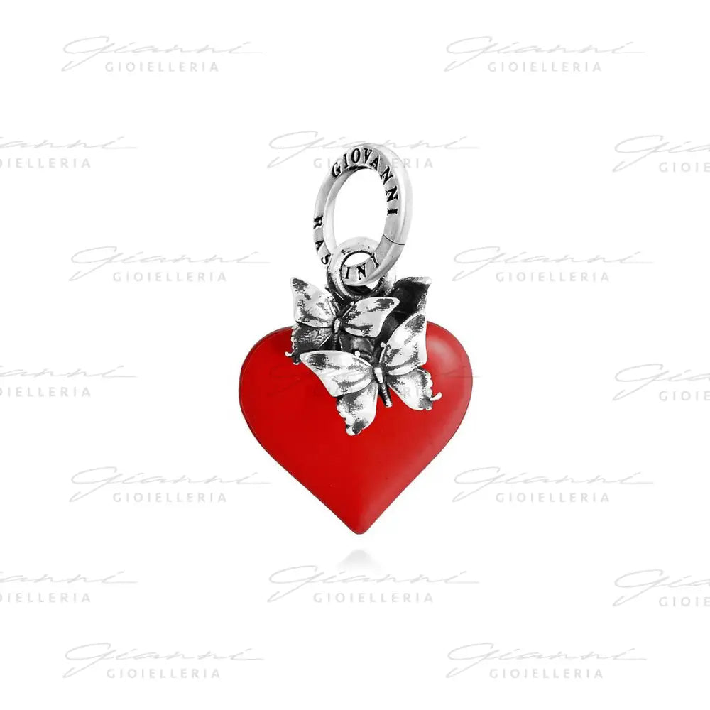 Charm Giovanni Raspini - Cuore Farfalle Rosso Charm