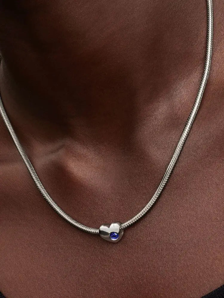 Charm Pandora - Cuore con Pietra Blu Settembre da Incidere Charm