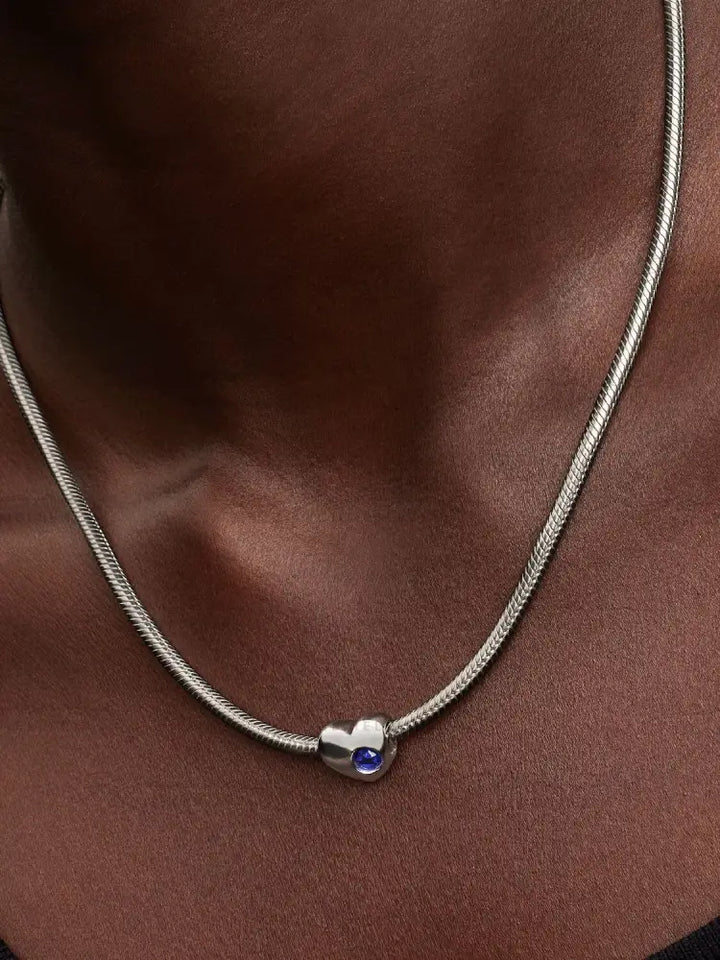 Charm Pandora - Cuore con Pietra Blu Settembre da Incidere Charm