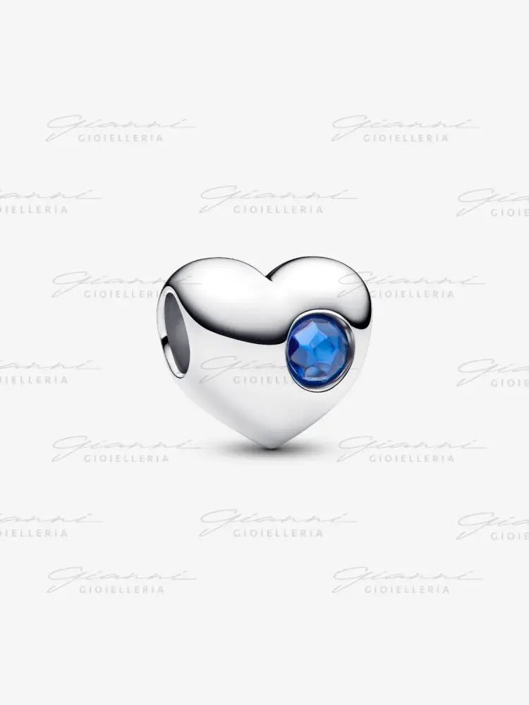 Charm Pandora - Cuore con Pietra Blu Settembre da Incidere Charm