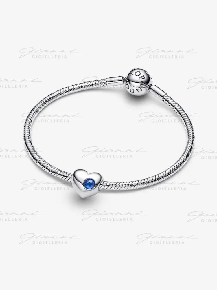 Charm Pandora - Cuore con Pietra Blu Settembre da Incidere Charm