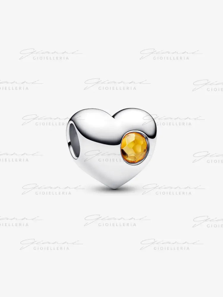 Charm Pandora - Cuore con Pietra Miele Novembre da incidere Charm