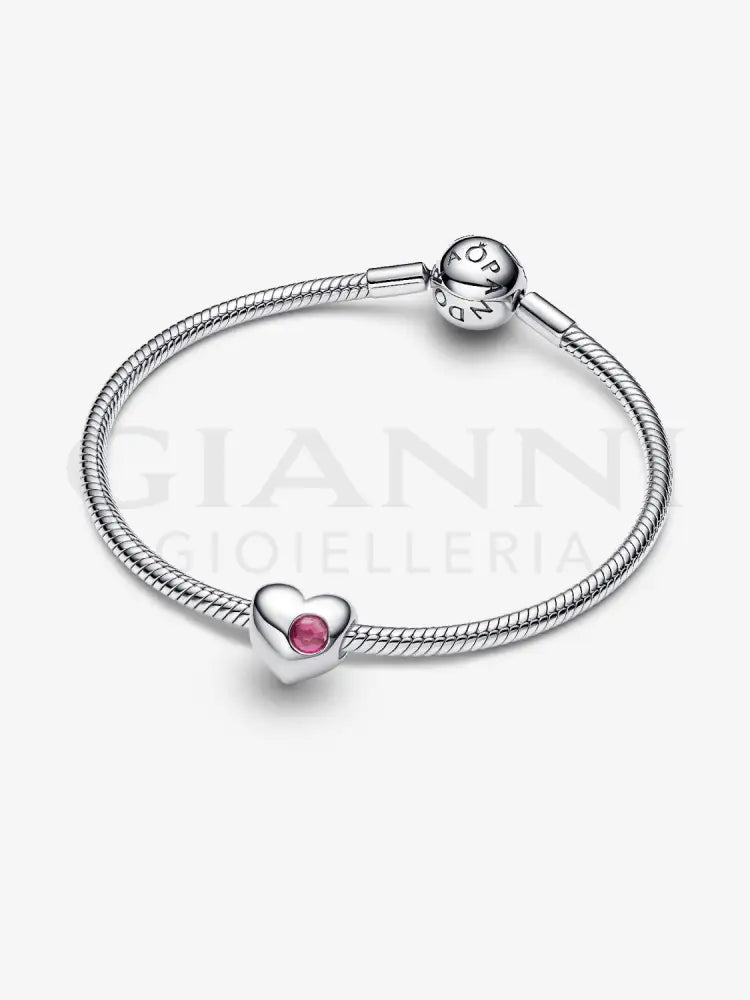 Charm Pandora - Cuore con Pietra Rosa Scuro Ottobre da incidere Charm