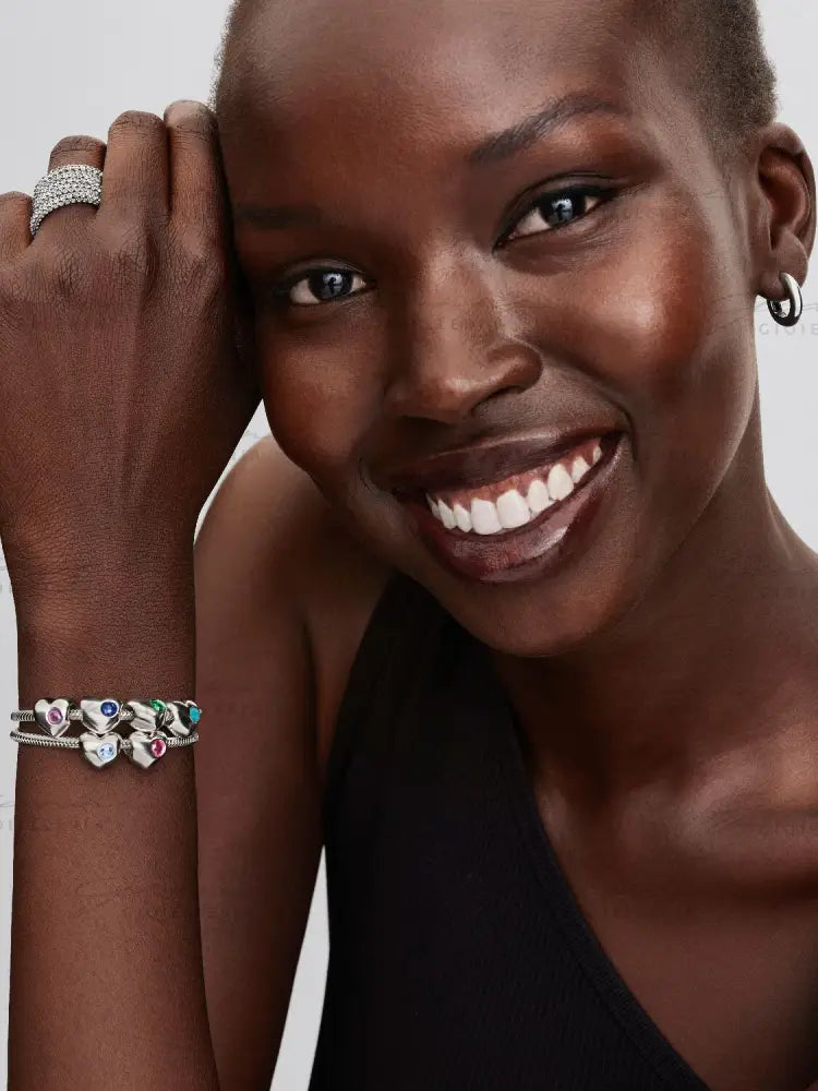 Charm Pandora - Cuore con Pietra Viola Febbraio da incidere Charm